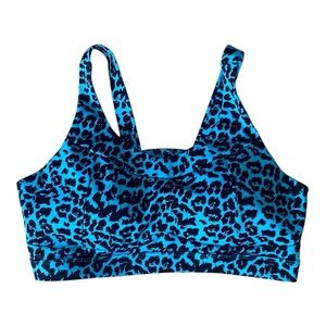 Blue Leopard Print Sports Bra